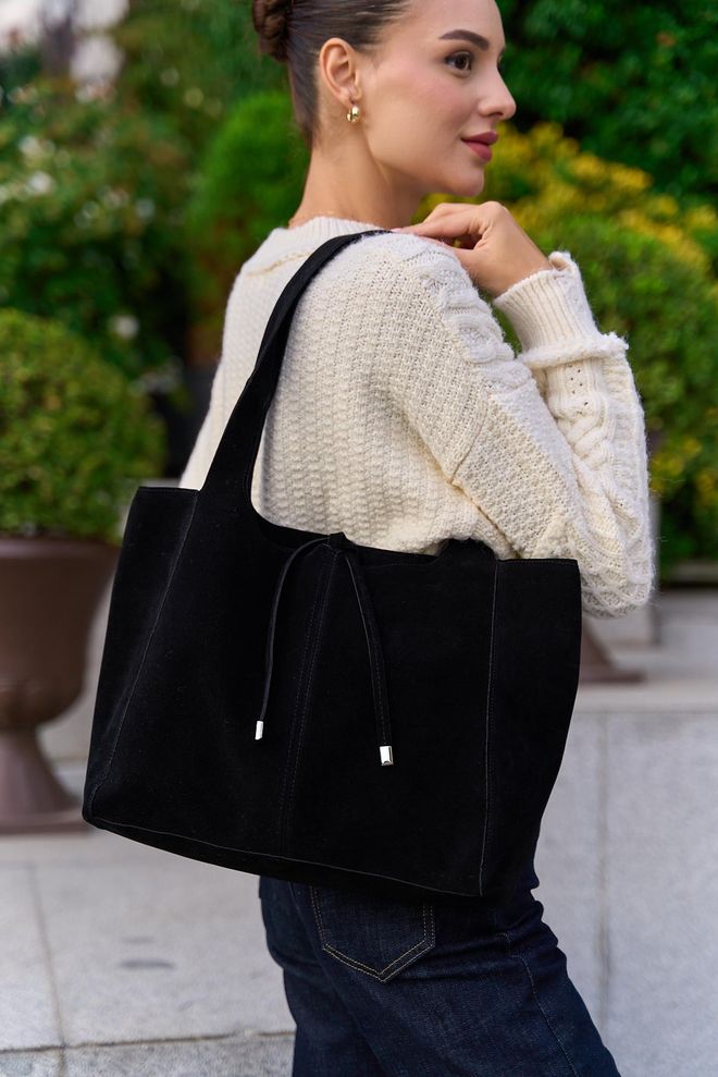 Mina Fashion Yumuşak Süet Bağcık Detaylı El Ve Omuz Çantası Toptan Giyim 0