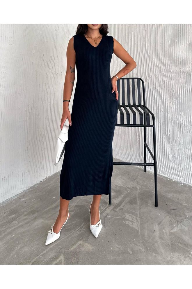 Mina Fashion Женска Тамноплава Љубичаста Хаљина Џемпера Са Дуплим Комплетом Велепродаја одеће Елегантан