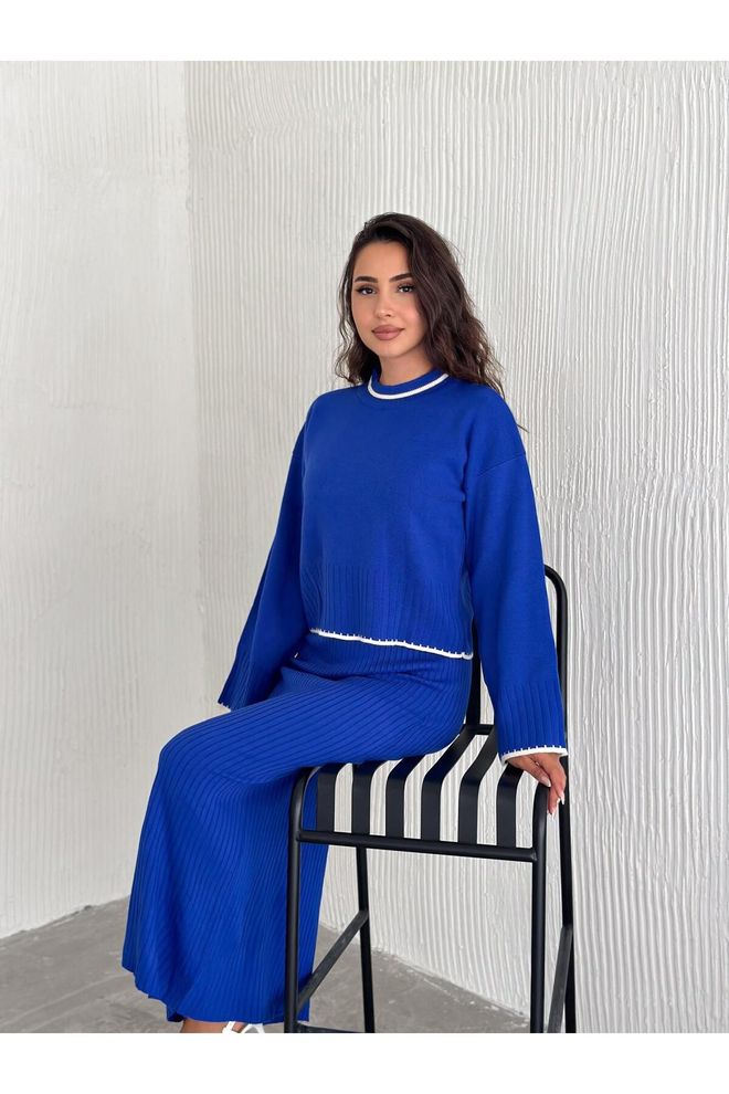 Mina Fashion Dubbele Set Blauwe Corduroy Truijurk Voor Dames Groothandel Kleding Casual