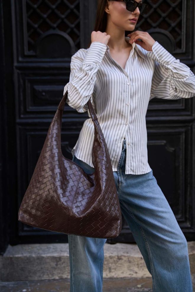 Mina Fashion Кожаная Сумка Через Плечо С Вязаным Узором Оптовая продажа одежды 2
