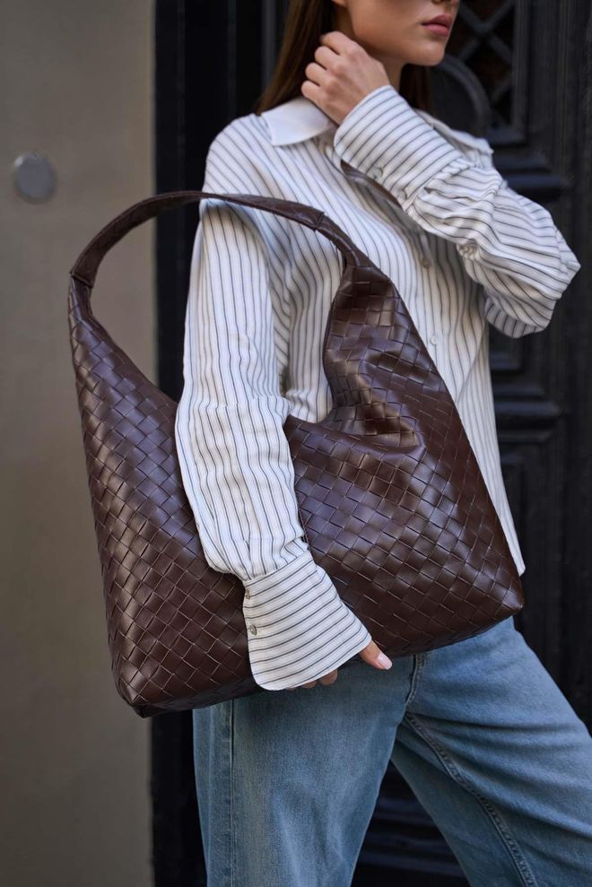 Mina Fashion Кожаная Сумка Через Плечо С Вязаным Узором Оптовая продажа одежды 4