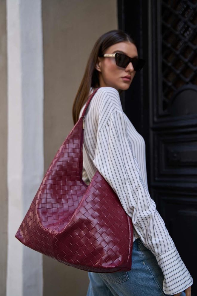 Mina Fashion Megztas Raštuotas Odinis Pečių Krepšys Didmeninė prekyba drabužiais 0