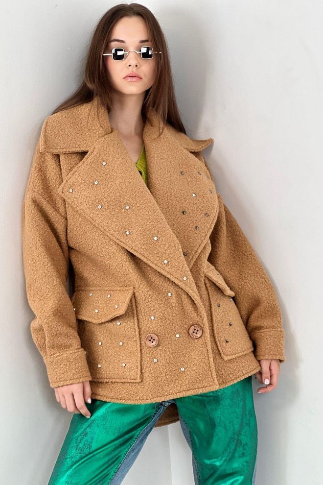 Mina Fashion Ženski Kaput Sa Kamenim Šljokicama Veleprodaja odjeće Ležerni