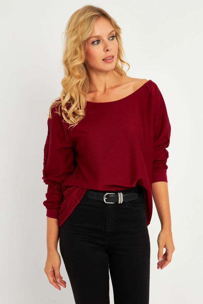 Mina Fashion Felpa Con Scollo A Barchetta E Punto Rovesciato Abbigliamento all'ingrosso Casuale