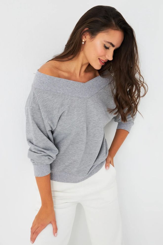 Mina Fashion Felpa Corta Grigia Da Donna Abbigliamento all'ingrosso Casuale