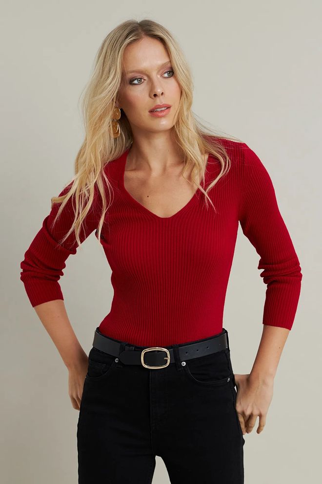 Mina Fashion Camicetta In Maglia Con Scollo A V Da Donna Abbigliamento all'ingrosso Casuale