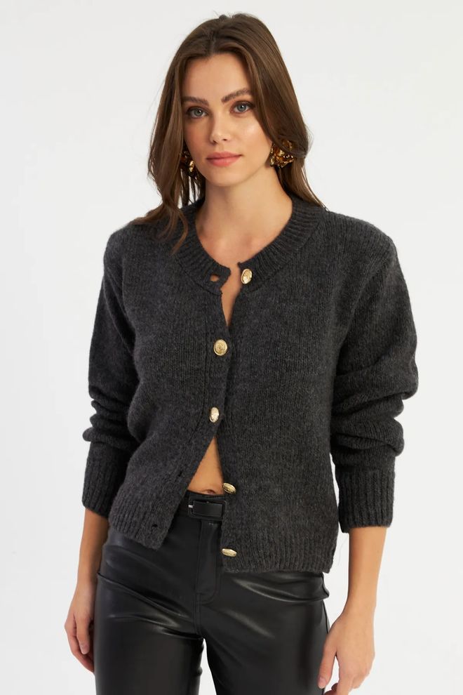 Mina Fashion Women's Anthracite Cardigan Wholesale Clothing Casual