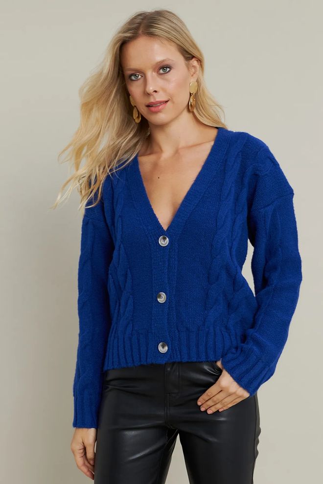 Mina Fashion Women's Saks Hair Braided Cardigan Wholesale Clothing Casual