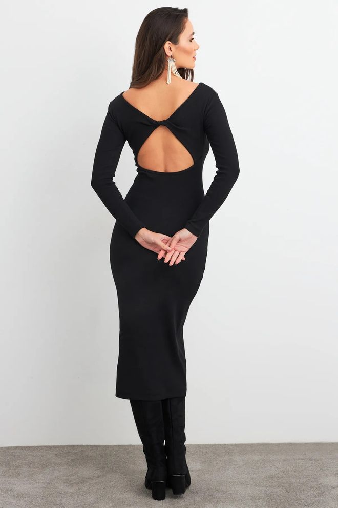 Mina Fashion Abito Midi A Canotta Con Scollo Posteriore Nero Da Donna Abbigliamento all'ingrosso Elegante