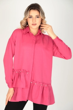 Модель оптовой продажи одежды носит 44712 - Shirt - Fuchsia, турецкий оптовый товар Рубашка от Miena.