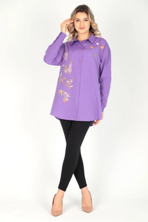 A model wears 44731 - Shirt - Purple, wholesale undefined of Miena to display at Lonca