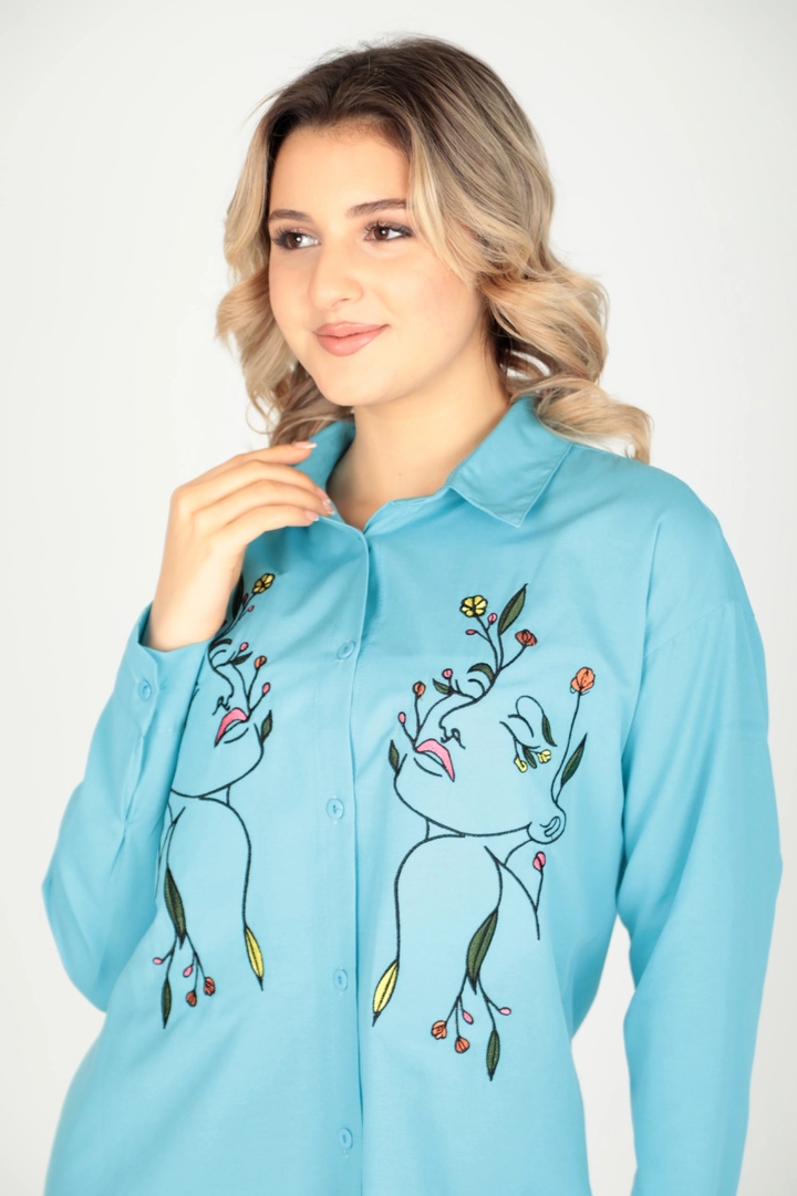 Un model de îmbrăcăminte angro poartă 44756 - Shirt - Blue, turcesc angro Cămaşă de Miena