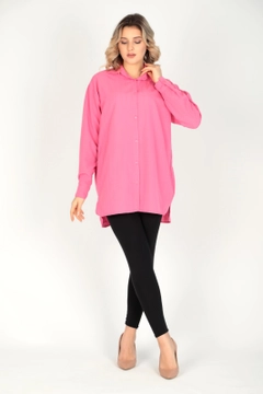 A wholesale clothing model wears 44757 - Shirt - Pink, Turkish wholesale Shirt of Miena
