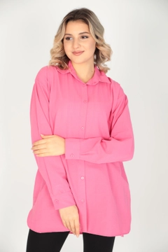 Ein Bekleidungsmodell aus dem Großhandel trägt 44757 - Shirt - Pink, türkischer Großhandel Hemd von Miena