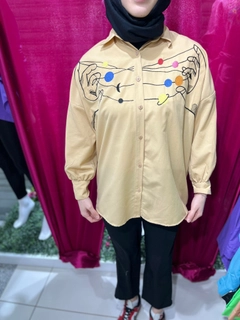Un model de îmbrăcăminte angro poartă 47390 - Shirt -Beige, turcesc angro Cămaşă de Miena