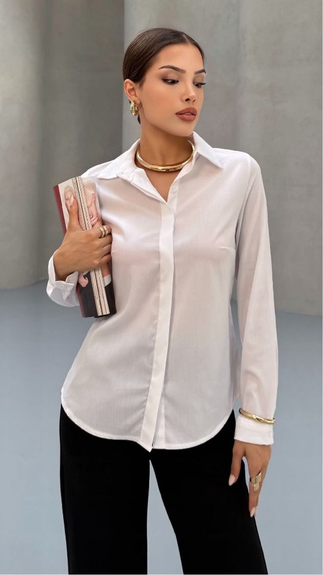 Mistix Branco Formal Elegante Casual Camisa Roupas por atacado Casual