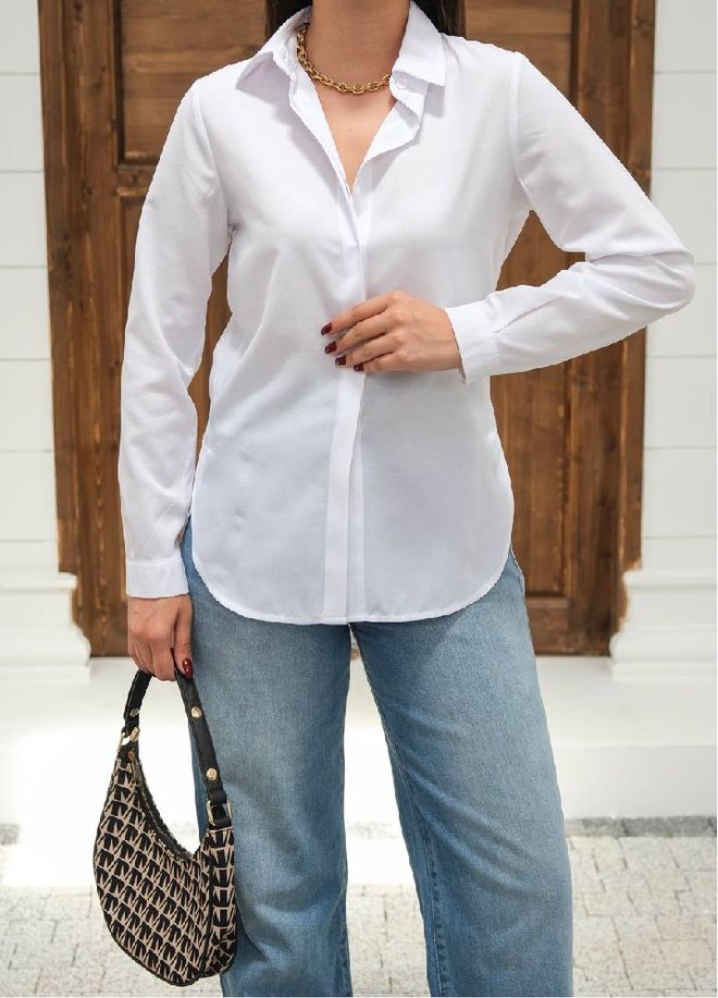 Mistix Camisa Branca Elegante Formal Com Botões Roupas por atacado Casual