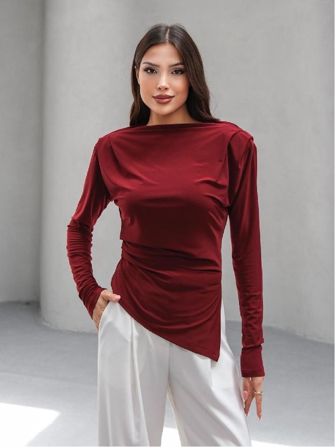 Mistix Μπορντό Κομψή Επίσημη Μπλούζα Χονδρικό εμπόριο ενδυμάτων Επίσημο