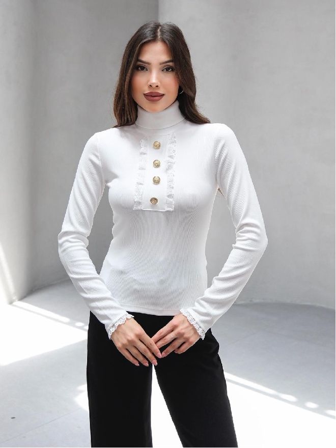 Mistix White Elegant Vintage Formal Blouse Wholesale Clothing Modest