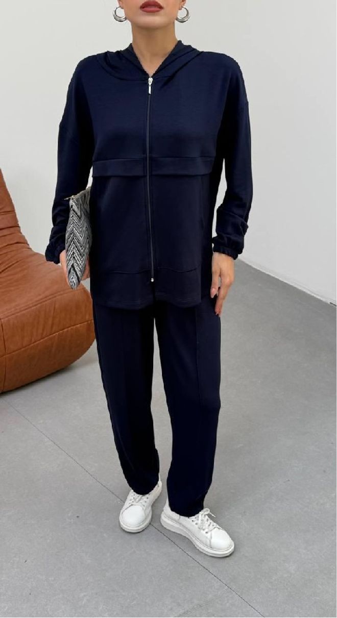 Mistix Set Bleumarin Casual Sport Conservator Fermoar Jogger Îmbrăcăminte cu ridicata Conservator