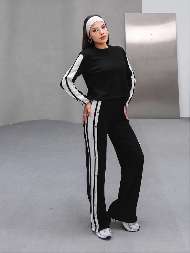 Mistix Set Negru Casual Sport De Stradă Îmbrăcăminte cu ridicata Casual