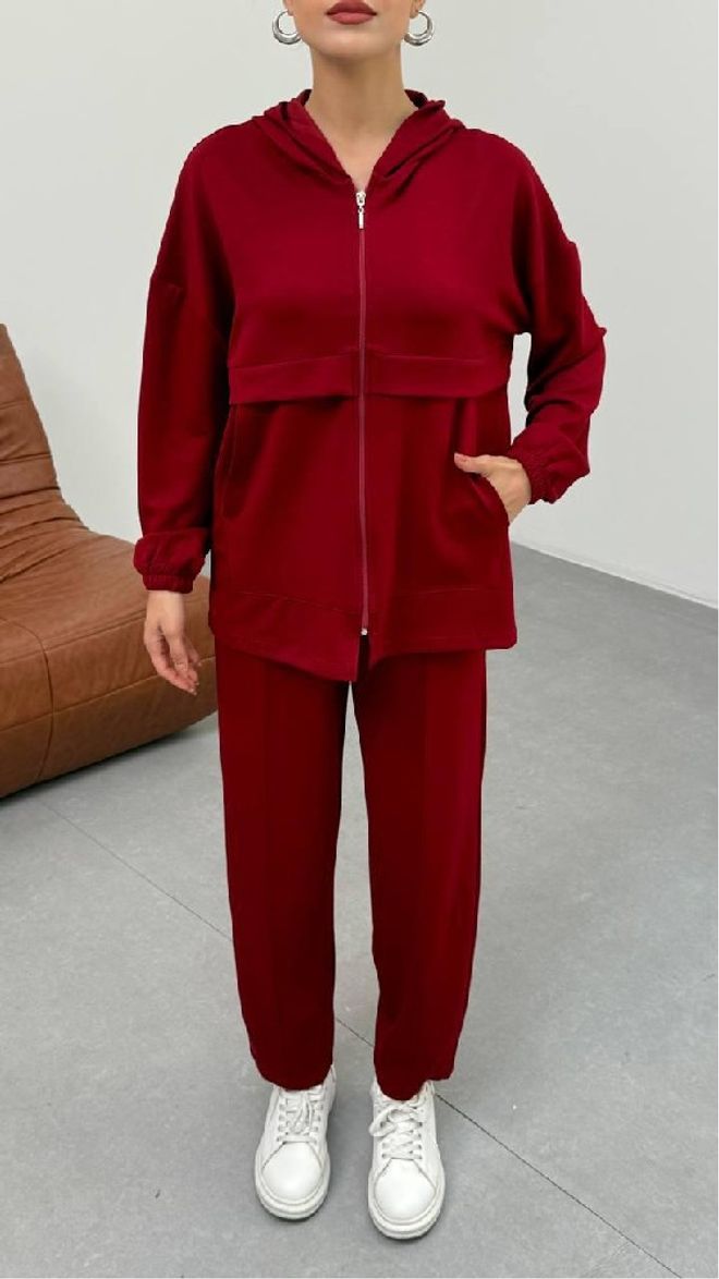 Mistix Set Roșu Bordo Pentru Stil Casual Și Sport (Claret Red Set For Casual & Sport Style) Îmbrăcăminte cu ridicata Conservator