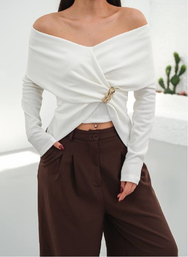 Mistix Chemisier Blanc Slim Fit Avec Encolure Ras Du Cou Vêtements en gros Décontracté