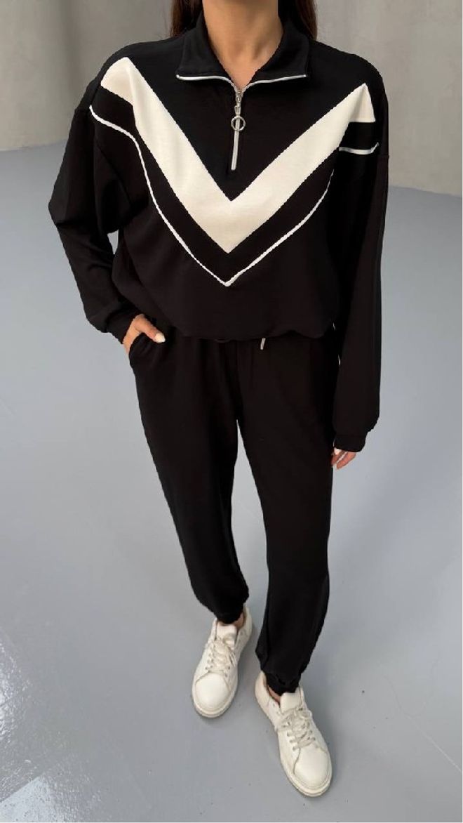 Mistix Set Jogger Bloc De Culoare Negru Îmbrăcăminte cu ridicata Conservator