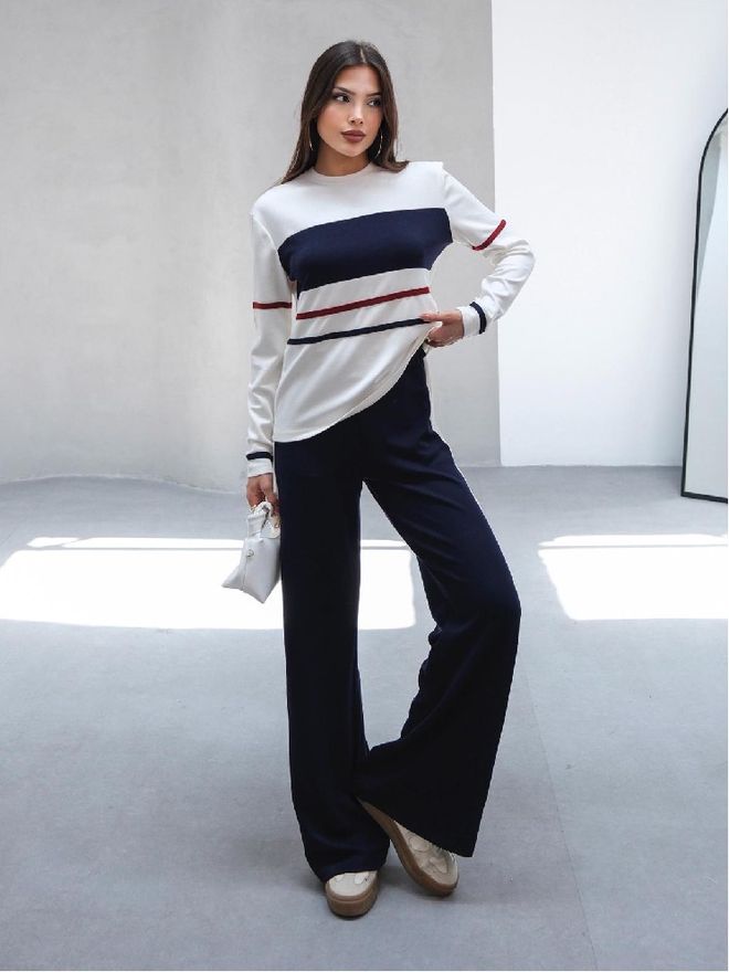 Mistix Set Bleumarin Dungi Elegant Casual Îmbrăcăminte cu ridicata Casual