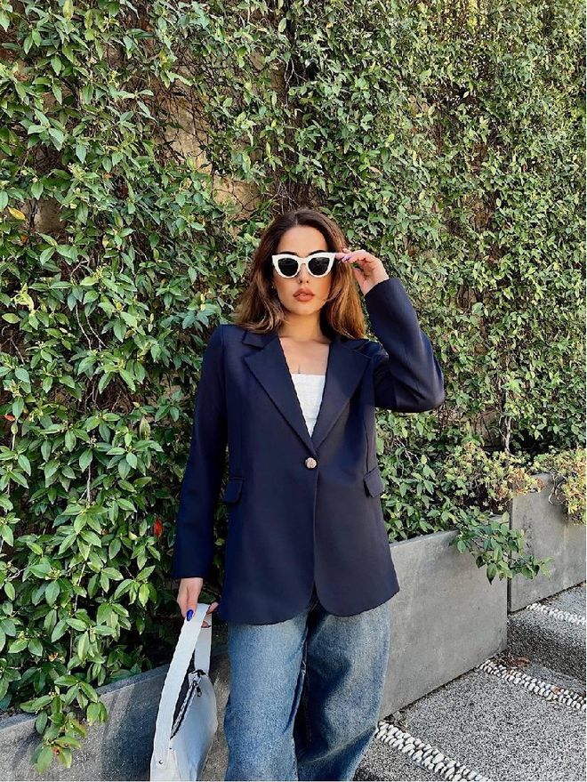 Mistix Jaqueta Blazer Single breasted Azul marinho Roupas por atacado Casual