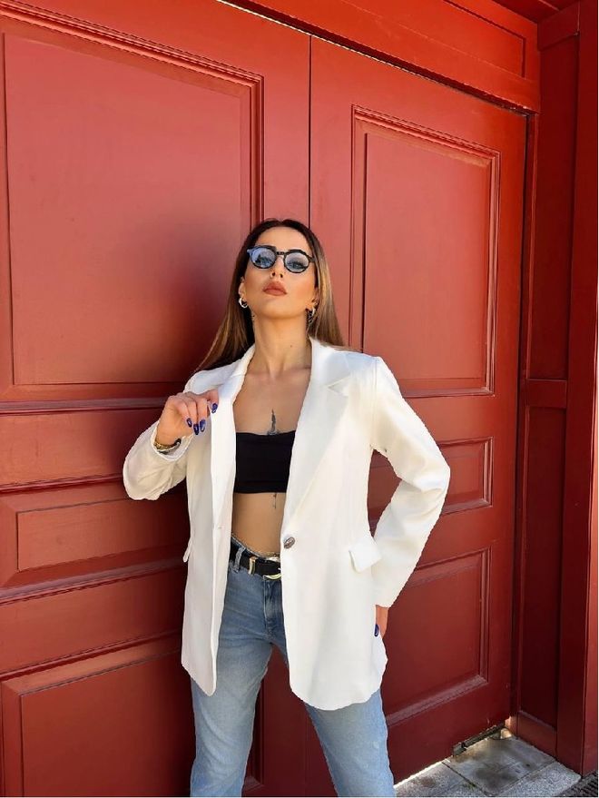 Mistix Jaqueta Blazer Single Breasted Branca Roupas por atacado Casual