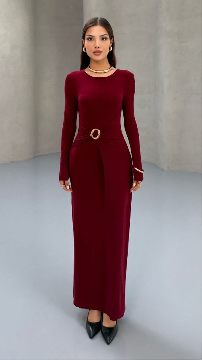 Mistix Vermelho Clarete Elegante Formal Glamoroso Vestido Roupas por atacado Formal