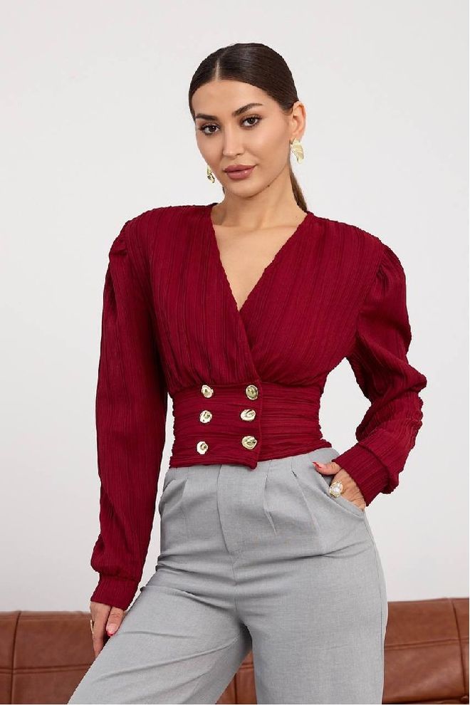 Mistix Bordeaux Camicetta Elegante Abbigliamento all'ingrosso Annata