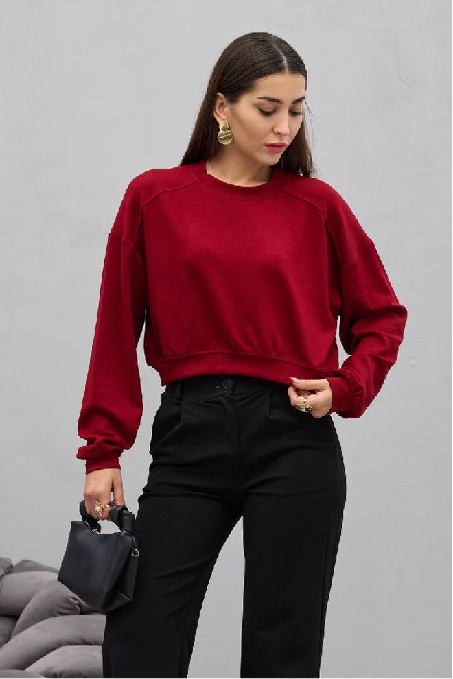 Mistix Chemisier Rouge Bordeaux Grande Taille Avec Col Ras Du Cou Vêtements en gros Décontracté