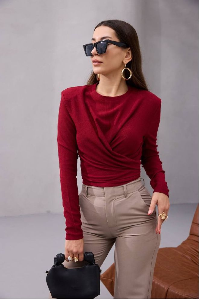 Mistix Μπλούζα Μπορντό Σέξι Κομψό Στενή Γραμμή Χονδρικό εμπόριο ενδυμάτων Casual