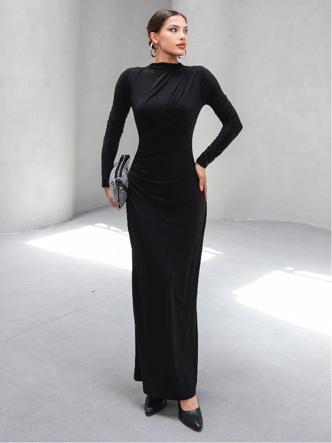 Mistix Vestido Preto Elegante Formal E Sensual Bainha Roupas por atacado Sensual