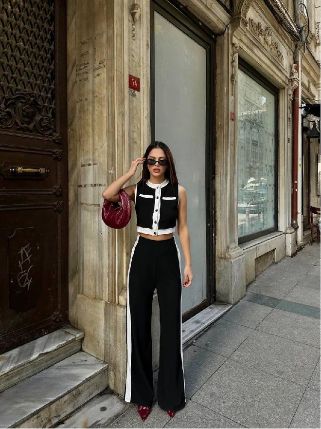 Mistix Σετ Μαύρο Slim Fit Με Χρωματικό Μπλοκ Χονδρικό εμπόριο ενδυμάτων Casual