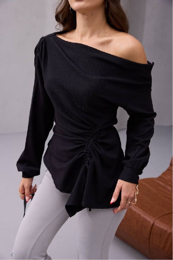 Mistix Μαύρη Στενή Μπλούζα Με Εναν Ωμο Χονδρικό εμπόριο ενδυμάτων Casual