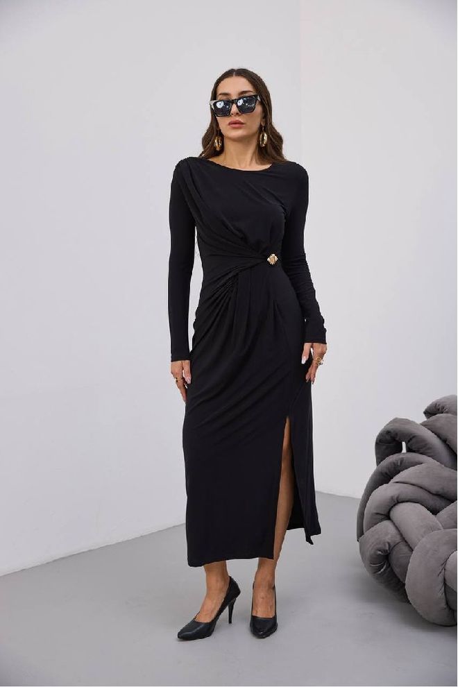 Mistix Vestido Preto Elegante Tipo Bainha Com Decote De Barco Roupas por atacado Sensual
