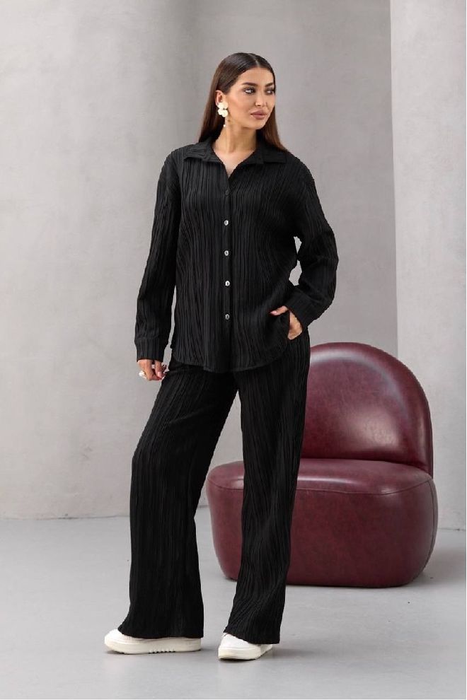 Mistix Комплет Црних Пругастих Палаззо Панталона Велепродаја одеће скроман