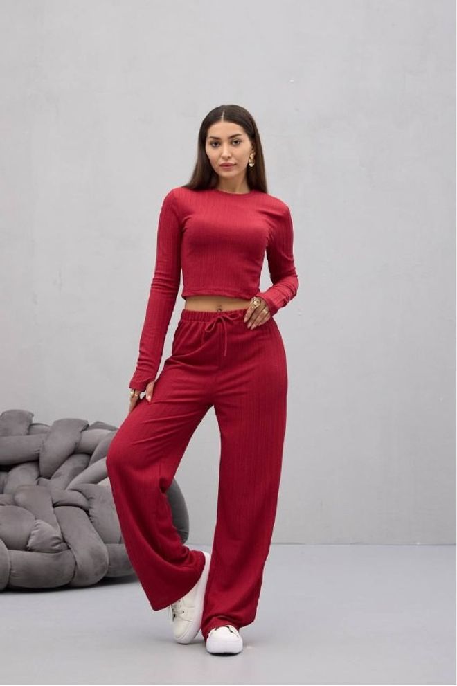Mistix Raudonas Kasdienis Oversize Palazzo Rinkinys Didmeninė prekyba drabužiais Kokteilinė