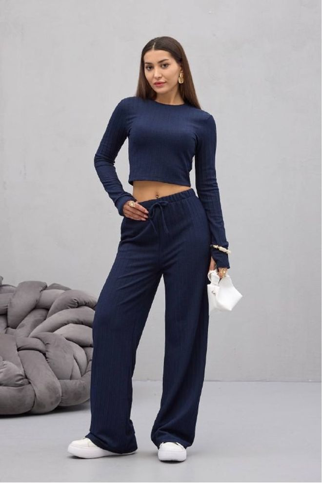 Mistix Conjunto Azul marinho Casual Desporto Roupas por atacado Casual