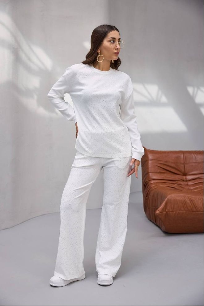 Mistix Conjunto Branco Casual Modesto Com Bolinhas Roupas por atacado Modesto