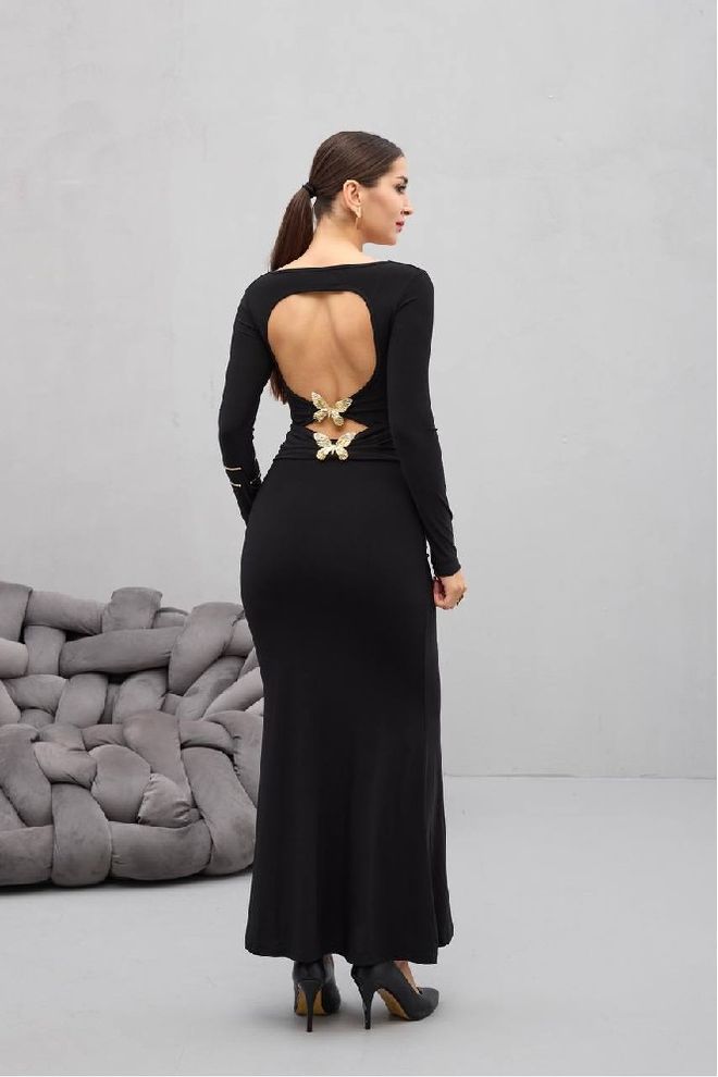Mistix Vestido Bainha Elegante Preto Com Mangas Compridas Roupas por atacado Sensual