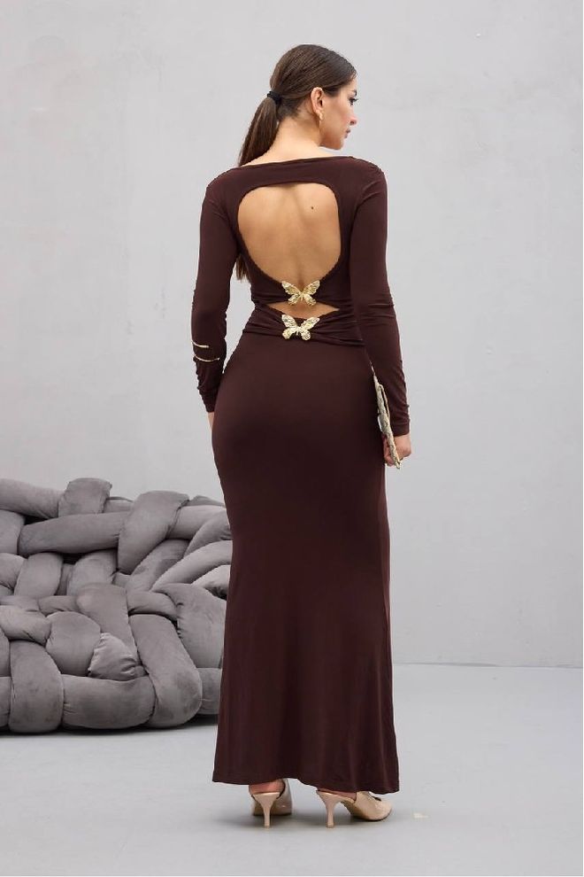 Mistix Vestido Bodycon Glam Elegante Castanho Roupas por atacado Sensual