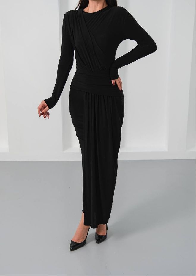 Mistix Vestido Preto Elegante Tipo Bainha Com Mangas Longas Roupas por atacado Modesto