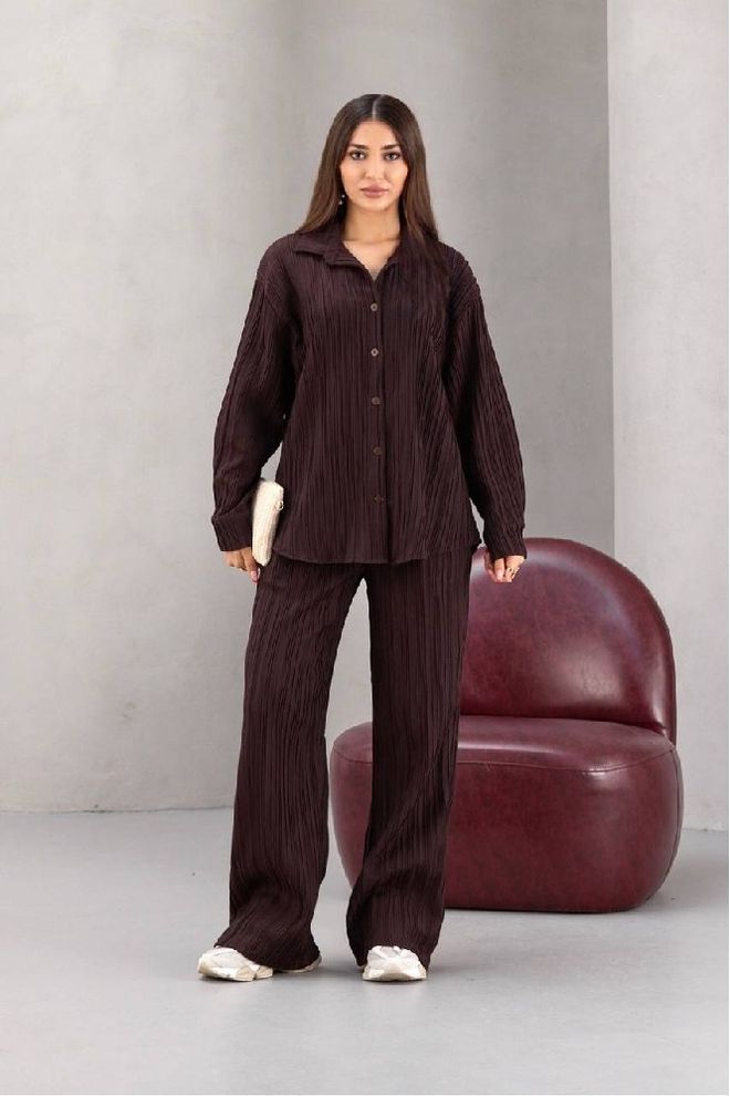 Mistix Conjunto Castanho Elegante Casual Roupas por atacado Modesto