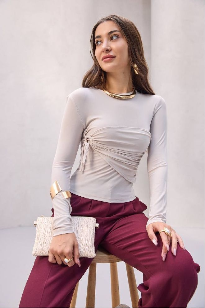 Mistix Blusa Sandy Com Faixa De Cintura Roupas por atacado 0