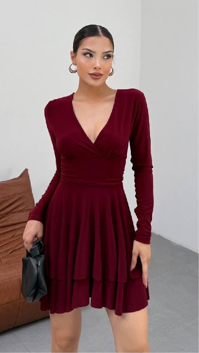 Mistix Vestido Vermelho Clarete Fit And Flare Mini Roupas por atacado Casual