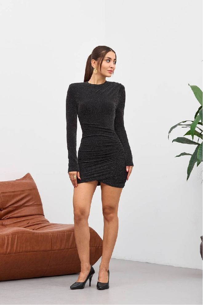 Mistix Vestido Preto Sensual Elegante Formal Glamoroso Bodycon Mini Roupas por atacado Sensual